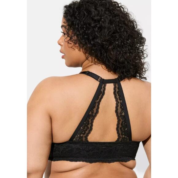 44D Torrid Bra Front Closure XO Push Up Plunge Back Smoothing Underwire Black - Picture 2 of 13
